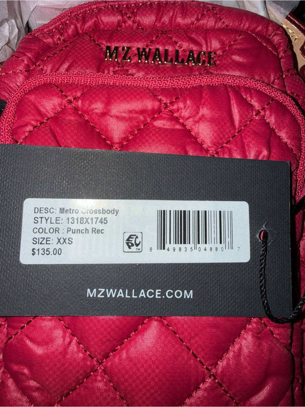 MZ Wallace Quilted Crossbody in Cherry Red. XXS . Brand new. - Picture 5 of 5